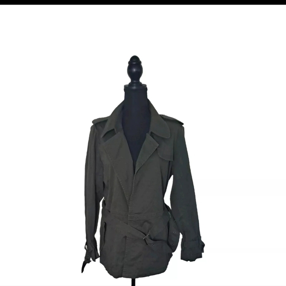 Coldwater Creek Classic | Olive Green Belted Utility Jacket Size 14 - Picture 1 of 9